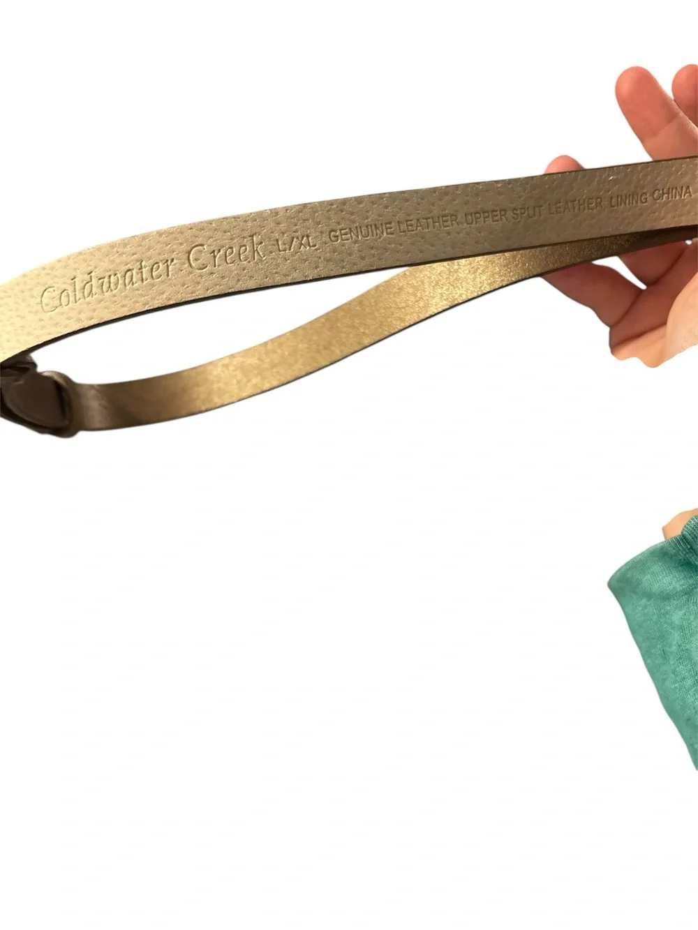 Coldwater Creek Brown Leather Belt with Brass Loop Buckle